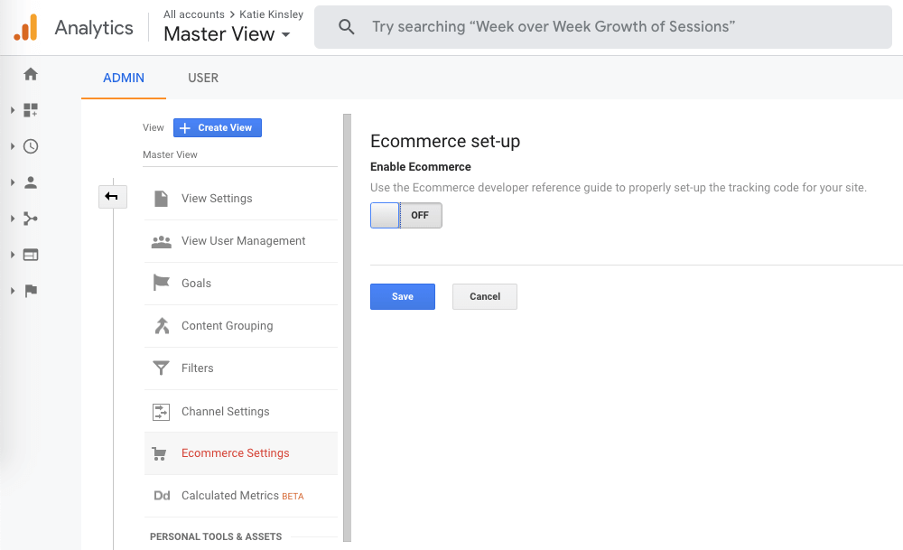 Google Analytics Enable Ecommerce