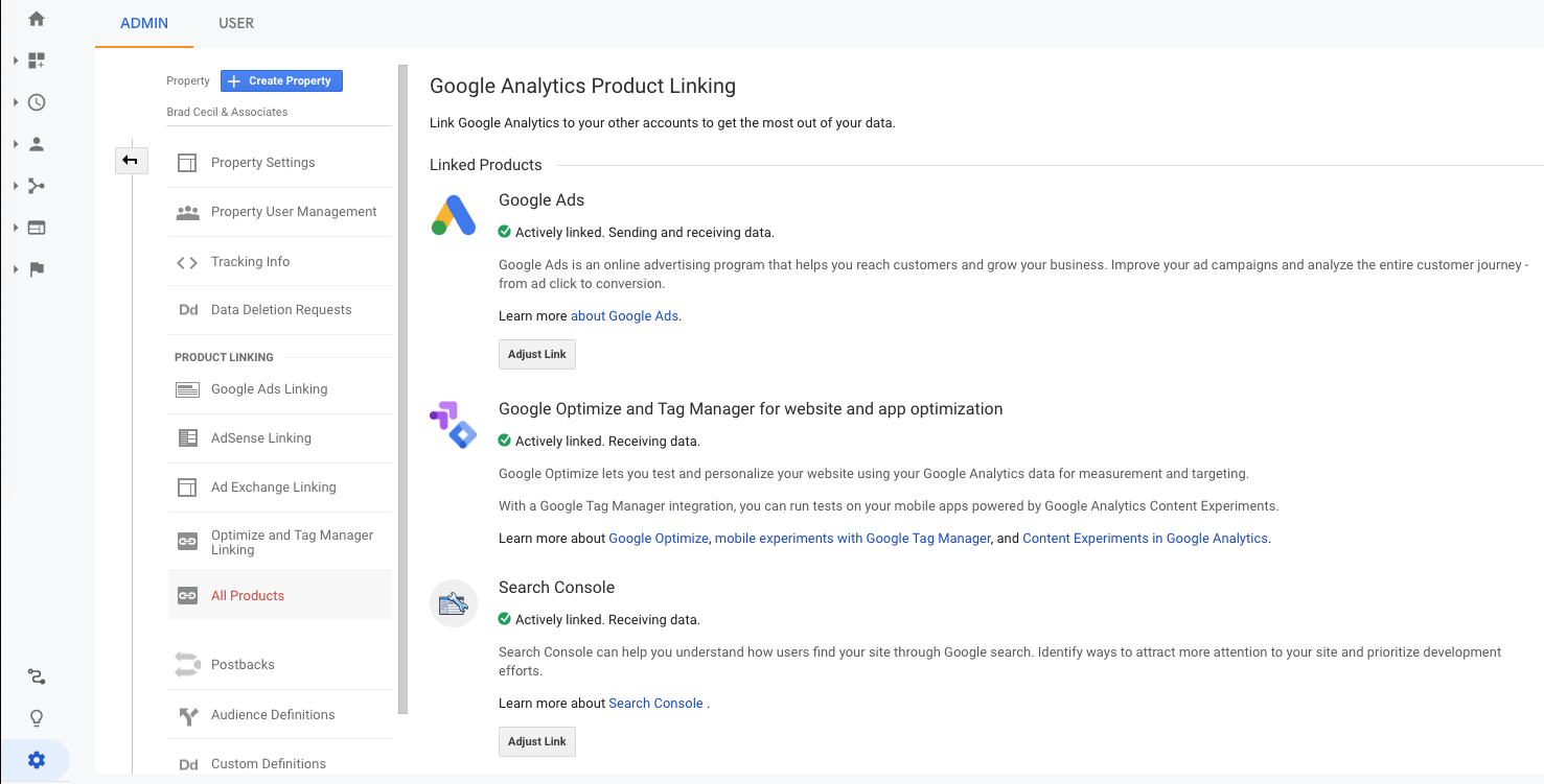 Google Analytics Search Console Linking