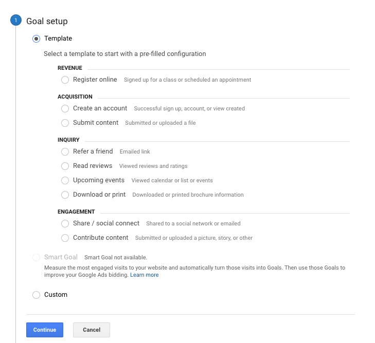 Google Analytics Setup Goals