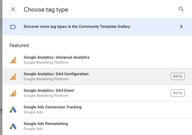 Google Analytics Tag Type