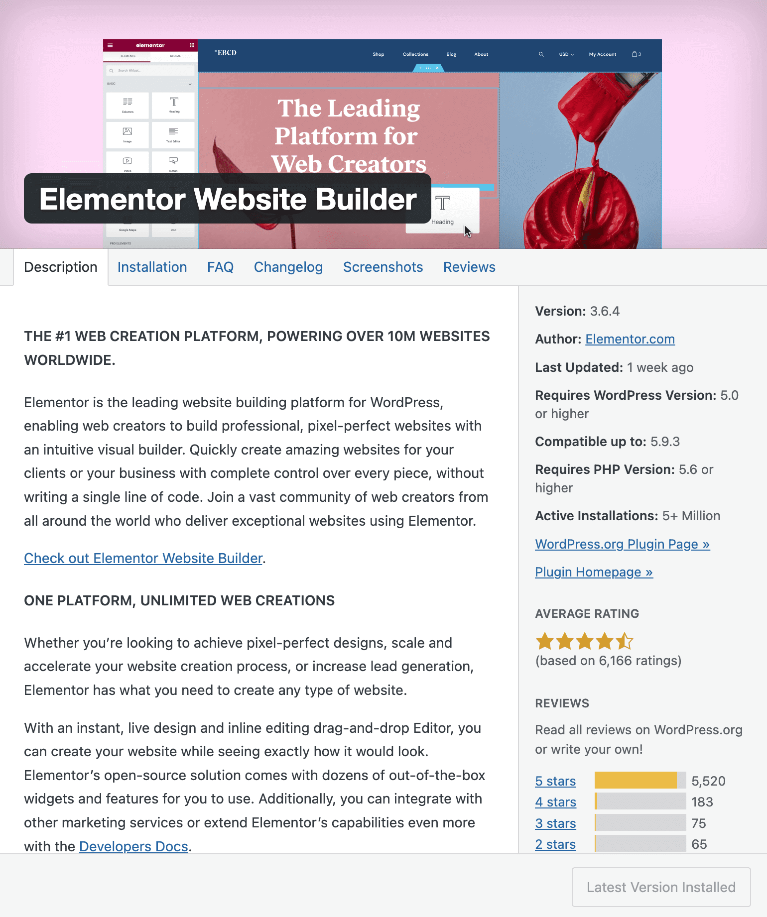 Elementor Plugin for WordPress