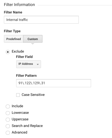 Exclude Internal Traffic