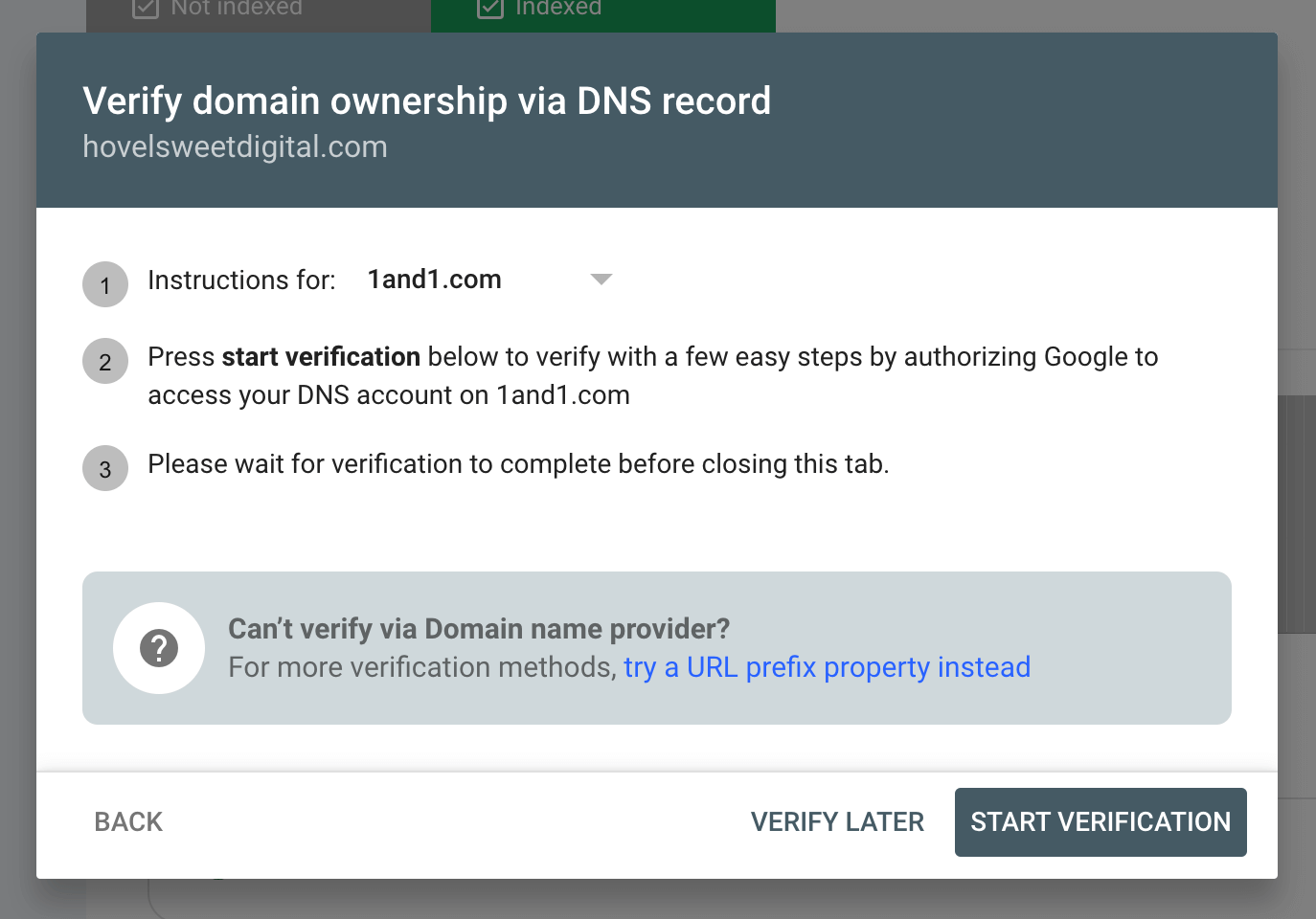 Google Search Console Verify Domain